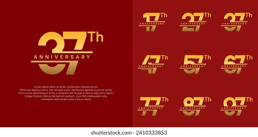 anniversary vector set design with golden color for celebration day