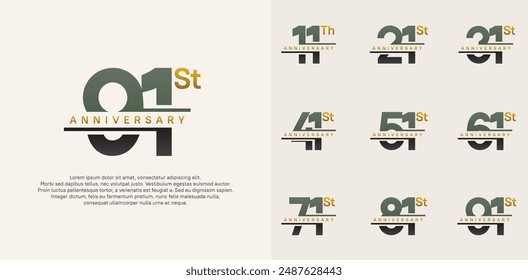 anniversary vector set design with green and black color for celebration day