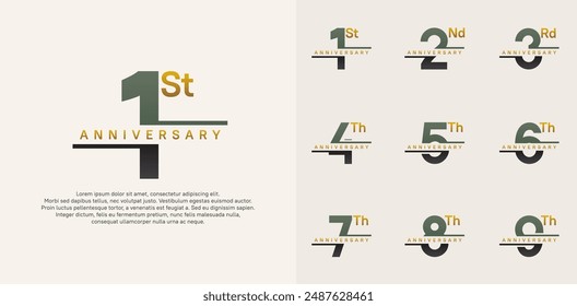 anniversary vector set design with green and black color for celebration day