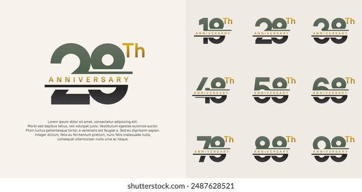 anniversary vector set design with green and black color for celebration day