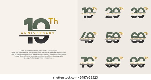 anniversary vector set design with green and black color for celebration day