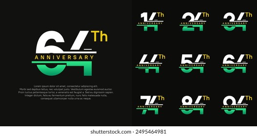 anniversary vector set design with green and white color for celebration day