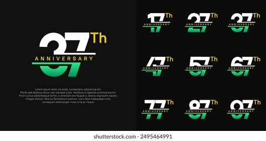 diseño de conjunto de Vector de aniversario con color verde y blanco para el día de la celebración