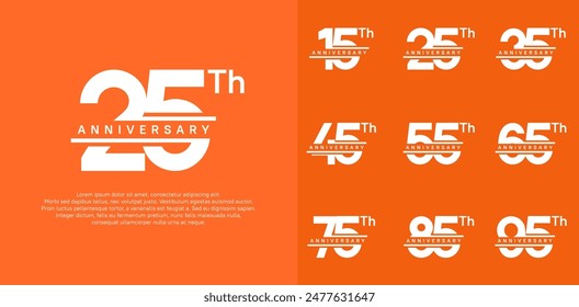 diseño de conjunto de Vector de aniversario con color blanco para el día de la celebración