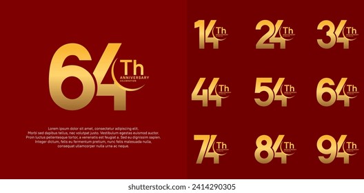 anniversary vector set with gold color can be use for special day celebration
