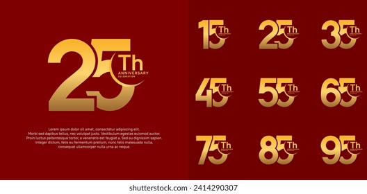 anniversary vector set with gold color can be use for special day celebration