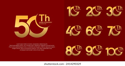 anniversary vector set with gold color can be use for special day celebration