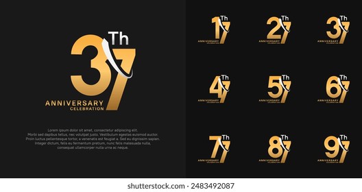 juego de Vector de aniversario. color dorado con swoosh plateado se puede utilizar para la celebración