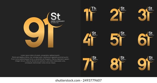 anniversary vector set with golden color can be use for special day celebration