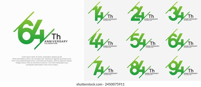 conjunto de Vector de aniversario con color verde y barra para fines de celebración