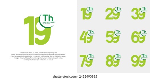 el conjunto de Vector de aniversario con color verde se puede utilizar para la celebración especial del día
