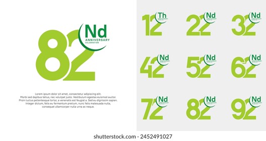 anniversary vector set with green color can be use for special day celebration
