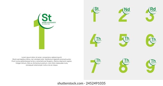 el conjunto de Vector de aniversario con color verde se puede utilizar para la celebración especial del día