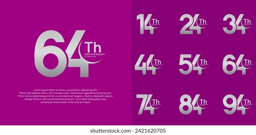 anniversary vector set with silver color can be use for special day celebration