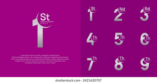 anniversary vector set with silver color can be use for special day celebration