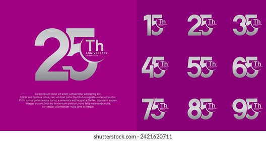 anniversary vector set with silver color can be use for special day celebration