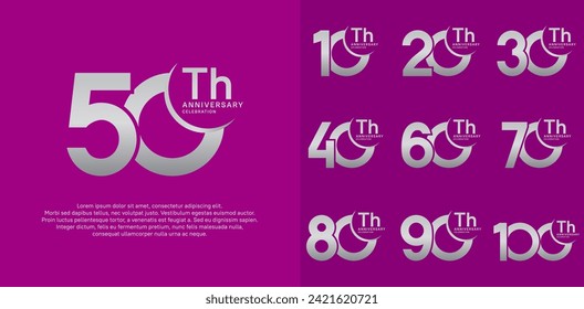 anniversary vector set with silver color can be use for special day celebration