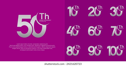 anniversary vector set with silver color can be use for special day celebration