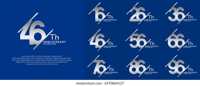 conjunto de Vector de aniversario con color plateado y barra para fines de celebración