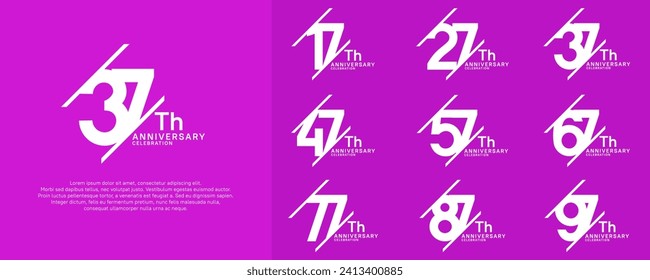 anniversary vector set with white color and slash for celebration purpose