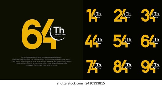 anniversary vector set with yellow color can be use for special day celebration