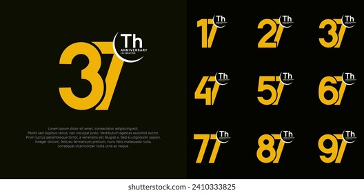 anniversary vector set with yellow color can be use for special day celebration