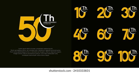 anniversary vector set with yellow color can be use for special day celebration
