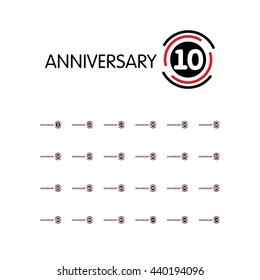 Anniversary vector unusual label. 10 year symbol. 10th birthday abstract logo. The arc in a circle. 