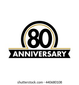 Anniversary vector unusual label. Eightieth year symbol. Birthday abstract logo. 80th jubilee