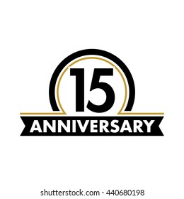 Anniversary vector unusual label. Fifteenth year symbol. Birthday abstract logo. 15th jubilee