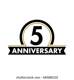 Anniversary vector unusual label. Fifth year symbol. Birthday abstract logo. 5th jubilee
