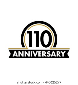 Anniversary vector unusual label. One hundred tenth year symbol. Birthday abstract logo. 110th jubilee