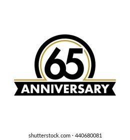 Anniversary vector unusual label. Sixty-fifth year symbol. Birthday abstract logo. 65th jubilee