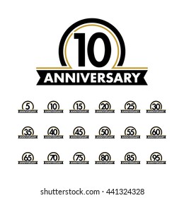 Anniversary vector unusual logos template set. Numbers symbols collection. Birthday abstract logotype. Jubilee icons.