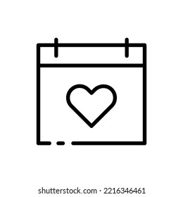 Anniversary Website Line Icon. Like, Heart, Site, Couple, Love, Meeting, Biography, Portfolio, Sympathy, Feelings. Relations Concept. Vector Black Line Icon On A White Background