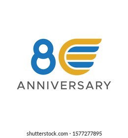 anniversary wing vector blue orange color