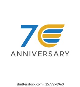 anniversary wing vector blue orange color