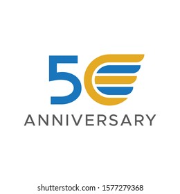 anniversary wing vector blue orange color