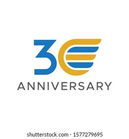 anniversary wing vector blue orange color