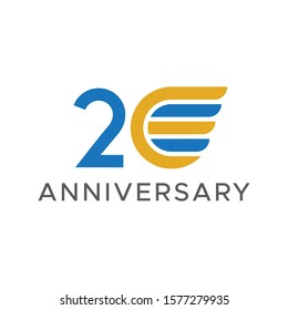 anniversary wing vector blue orange color