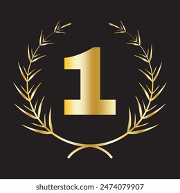 aniversario, corona, hoja, Vector, diseño, premio, icono, vintage, insignia, laurel, emblema, logotipo, mano, trofeo, boda, decoración, premio, campeón, círculo, ganador, colección, floral, borde, cresta, dibujado, b