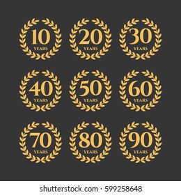 Anniversary wreath set, Vector Anniversary icons
