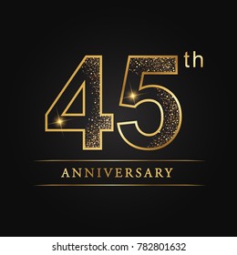 anniversary,45 years celebration logotype. Number star luxury style logo on black background