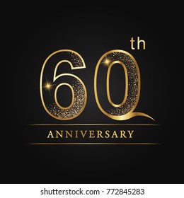 anniversary,60 years celebration logotype. Number star luxury style logo on black background