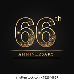 anniversary,66 years celebration logotype. Number star luxury style logo on black background