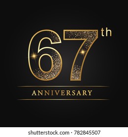 anniversary,67 years celebration logotype. Number star luxury style logo on black background