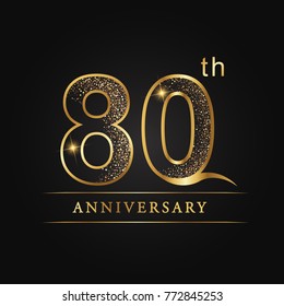 anniversary,80 years celebration logotype. Number star luxury style logo on black background.