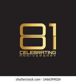 anniversary,81 years celebration logotype. Number star luxury style logo on black background