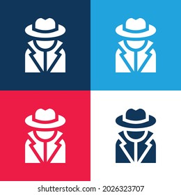 Conjunto de iconos mínimo de cuatro colores azul y rojo anónimo