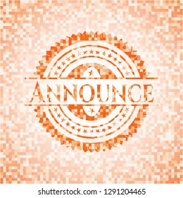 Announce abstract emblem, orange mosaic background